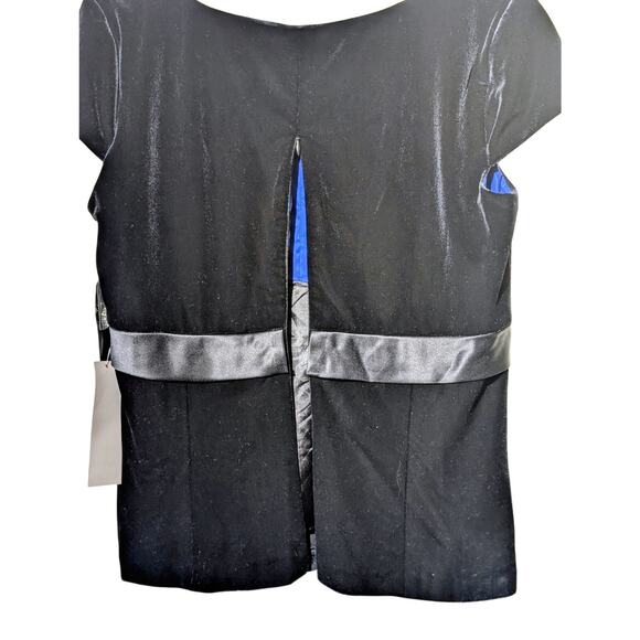 Sandra Darren NWT Black Velvet Satin Rhinestone Tie Cap Sleeve Formal Top  Sz 12 - Picture 3 of 11